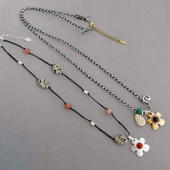 Handmade Floral Beaded Pendant Necklace