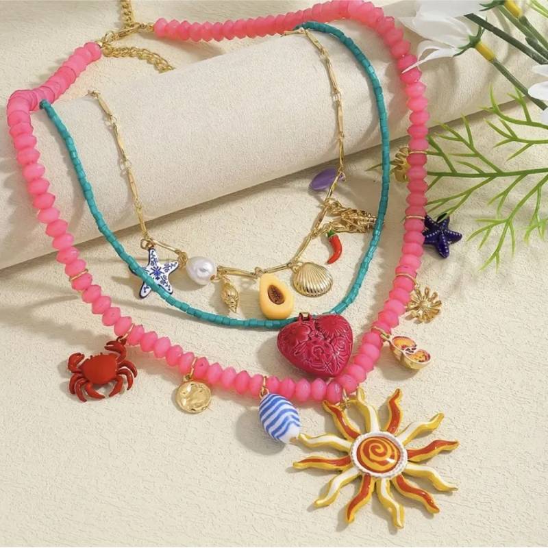 HM Charm Bead Necklace Boho Accessories