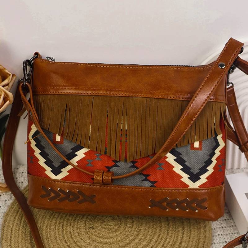 Vintage Boho Tassel Crossbody Bag