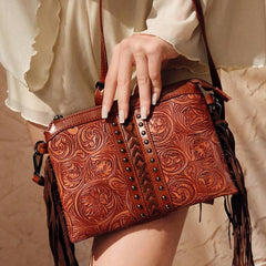 Handmade Western Crossbody Tasseled Shoulder Bag