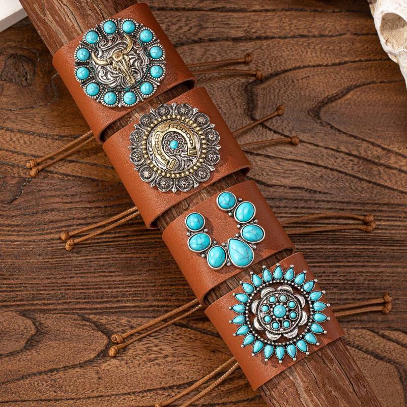Hippie Turquoise Adjustable Bracelet Accessory Set