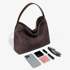 Large Woven Suede Tote Bag