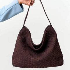 Large Woven Suede Tote Bag