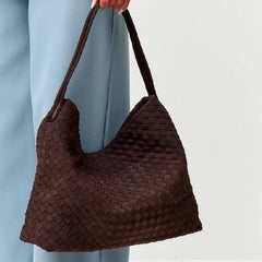 Large Woven Suede Tote Bag